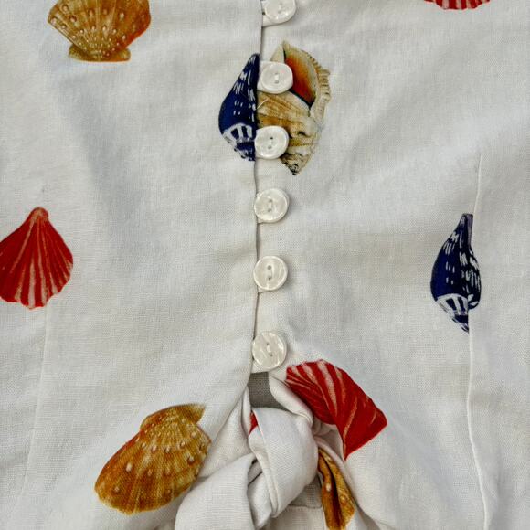 NWT Joie Shell Print Linen Top - Size 4 - Picture 3 of 5